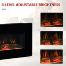 Black Electric Wall-Mounted Fireplace Heater with Adjustable Flame Effect