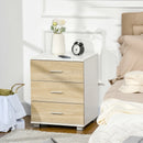 Oak 3-Drawer Modern Bedside Table