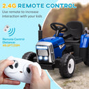 Blue Ride-On Tractor with Detachable Trailer, Remote Control & Music