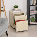 Oak Wood Grain 2-Drawer Locking Filing Cabinet with Wheels
