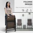 Brown Folding Garden Chairs with Adjustable Backs - Set of 2