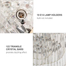 Modern Crystal Chandelier - 10-Light Stainless Steel Flush Mount Ceiling Light (Silver)