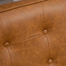 Brown Retro-Style Accent Chair with Faux Leather Seat