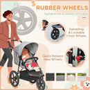Grey Foldable 3-Wheel Baby Stroller with Canopy and Storage Basket