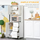White Modern Kitchen Storage Cabinet with Drawers and Countertop