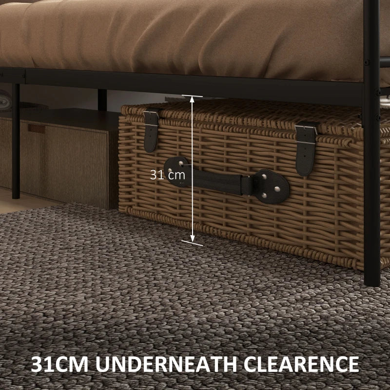 Metal King Size Bed Frame with Storage, Black