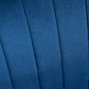 Dark Blue Velvet Accent Chair with Ottoman - Curved Back Tub Seat