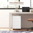 White 3-Drawer Steel Filing Cabinet with Lock and Wheels