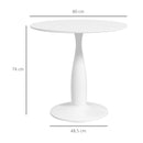 Modern Steel Base Round Dining Table, White, Space-Saving
