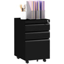 Black 3-Drawer Steel File Cabinet with Pencil Tray