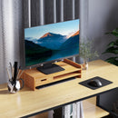 Bamboo Monitor Riser Stand with Drawer - Natural Wood Desk Organizer