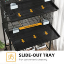Black Two-Tier Bird Cage with Stand for Small Birds