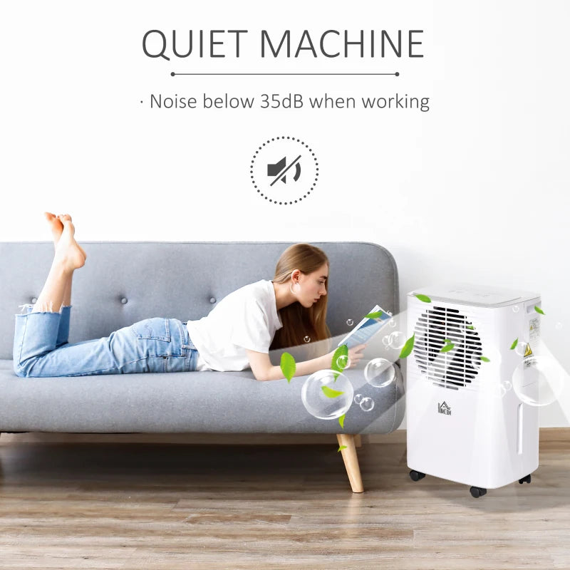 Compact 10L/Day Dehumidifier with Timer & Humidity Display - White