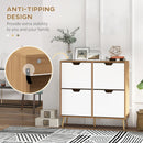 4-Drawer Natural Shoe Storage Cabinet for 16 Pairs