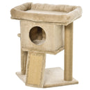 Brown Cat Tree Tower with Scratching Post and Toy Ball