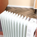 White 2500W Digital Oil Filled Radiator Heater with Timer & Remote