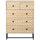 Zigzag 5-Drawer Bedroom Storage Cabinet with Metal Handles