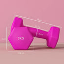 Hexagonal Pink Dumbbell Set - 2 x 3kg Weights for Home Gym