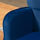 Modern Dark Blue Velvet Armchair with Ottoman Set