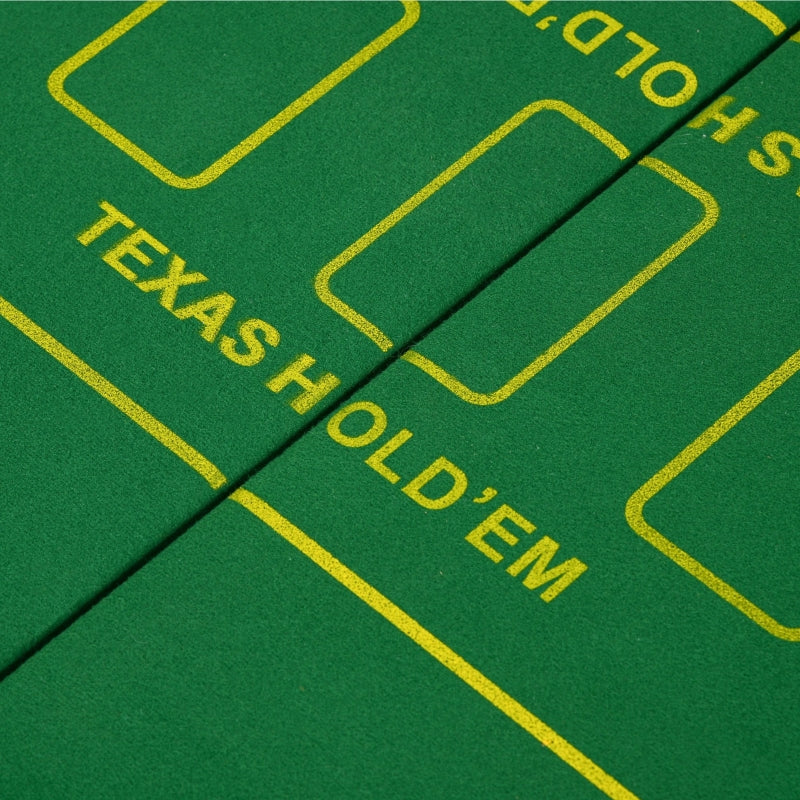 Green Foldable Poker Mat, 10-Player Table Top with Cup Holder & Carry Bag