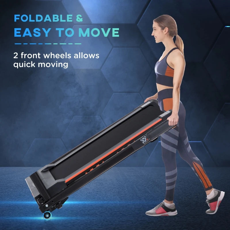Black Steel Folding Motorized Treadmill with LCD Monitor