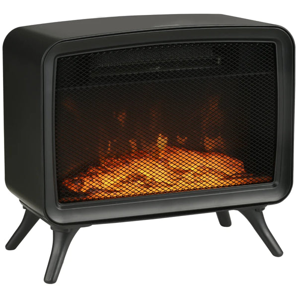 Electric Fireplace Stove, White, LED Flame Effect, 800W/1600W