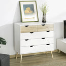 Modern White 5-Drawer Chest with Tapered Legs and Groove Handles