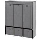 Dark Grey Fabric Wardrobe with Shelves, Hanging Rails, and Drawers - Portable and Foldable Closet 125x43x162.5cm
