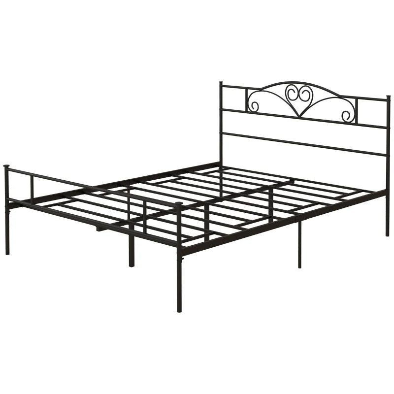 Metal King Size Bed Frame with Storage, Black