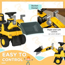 Yellow Kids Construction Ride-On Excavator Toy with Shovel & Horn for Ages 1-3