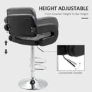 Black Swivel Bar Stool with Back and Armrest, Height Adjustable
