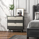 4-Drawer Black and Natural Tone Storage Chest, 80cmx35cmx80cm