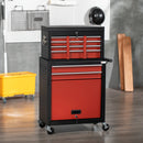 6-Drawer Black and Red Tool Cart with Wheels and Lockable Cabinet