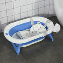 Blue Foldable Baby Bathtub Set with Thermostatic Water Plug
