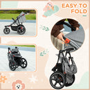 Grey Foldable 3-Wheel Baby Stroller with Canopy and Storage Basket