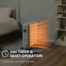 White 2500W Digital Oil Filled Radiator Heater with Timer & Remote
