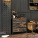 Rustic Brown Wood Effect 6-Drawer Fabric Chest