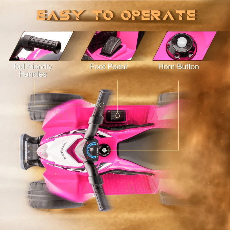 Pink Honda Licensed Kids Electric Quad Bike 6V Ride-On Car Toy