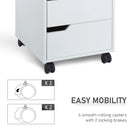 White 3-Drawer Mobile File Cabinet with Wheels for Home Office