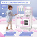 Kids Pink Pretend Kitchen Playset with Cooking Accessories