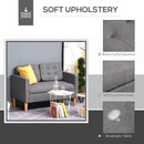 Grey Tufted 2 Seater Sofa with Hidden Storage