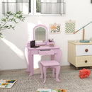 Kids Pink Cloud Vanity Set with Mirror, Stool, Drawer & Storage - Ages 3-6