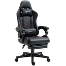 Black Red Racing Gaming Chair with Footrest and Swivel Wheel