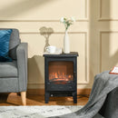 Black Electric Fireplace Stove with Realistic LED Flame Effect