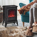 Black Electric Fireplace Stove with Realistic Flame Effect