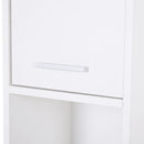 White Slim Tall Bathroom Storage Cabinet with Door & Shelves