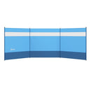 Blue Camping Windbreaker with Clear Windows, Carry Bag, Steel Poles - 440 x 140cm