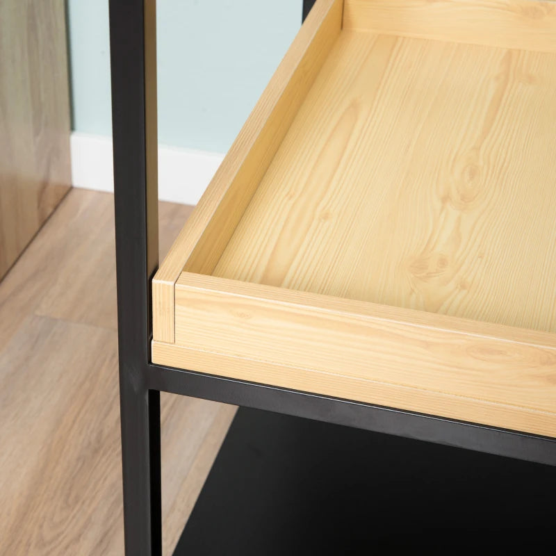 Black Glass 3-Tier Side Table with Storage Shelves
