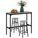Grey Industrial 3-Piece Bar Table Set with 2 Stools