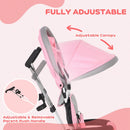 Pink 6-in-1 Kids Trike with Push Handle, Canopy, Safety Belt, Storage, Footrest, Brake